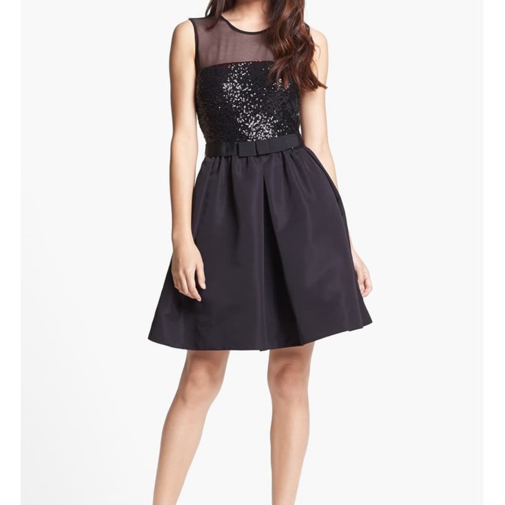 Taylor Mixed Media Fit & Flare Dress